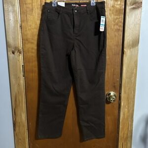 Style & Co Jeans Womens Sz 16 Straight Leg Brown Tummy Control NEW With Tags